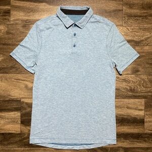 Lululemon Shirt Men's Small Evolution Golf Polo Silverscent Aqua Heather Stretch